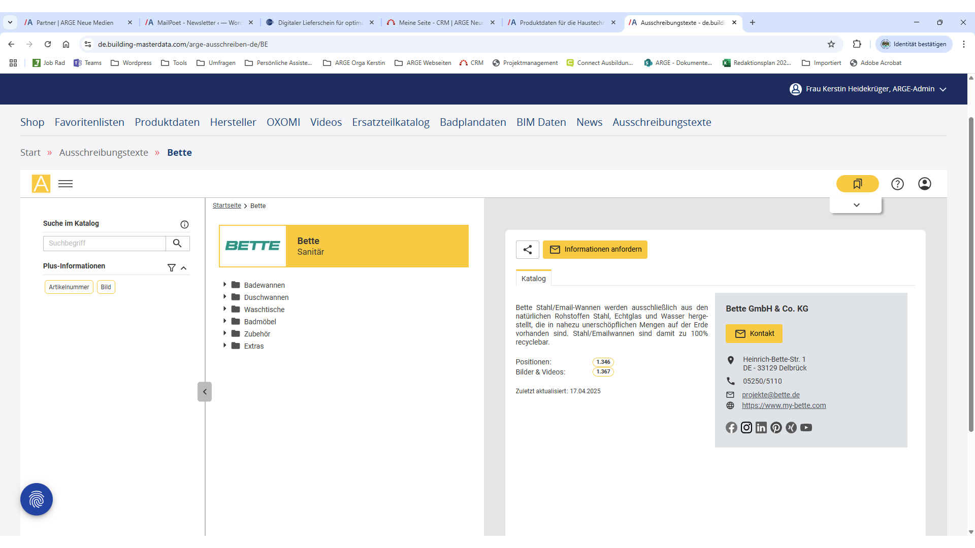 Integration von ausschreiben.de in building-masterdata.com 