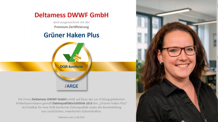 Peggy Kreyser von DELTAMESS erhält „Grünen Haken Plus“ für geprüfte Produktdatenqualität